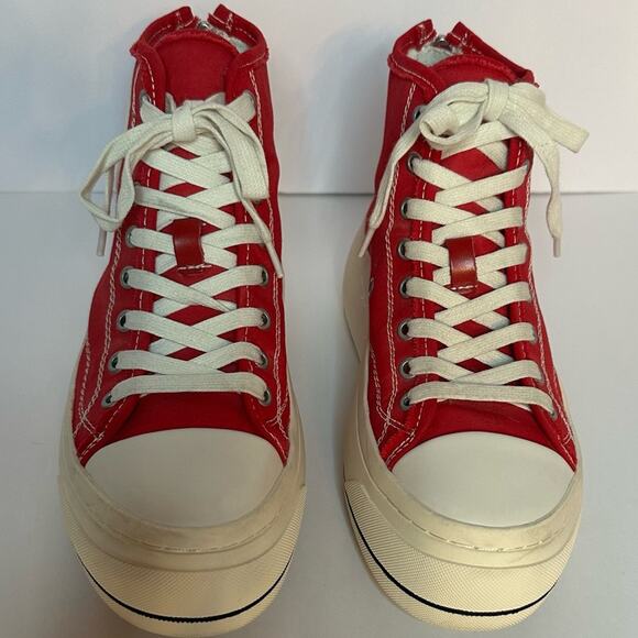 R13 Kirk High Top Sneaker Red Canvas + Distressed White Platform EU 38 US 8 - Picture 5 of 12